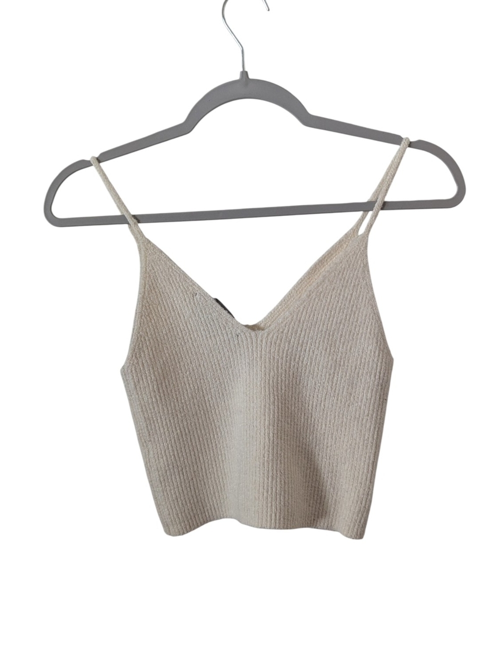 French Connection Cream Ribbed V-Neck Knit Cami